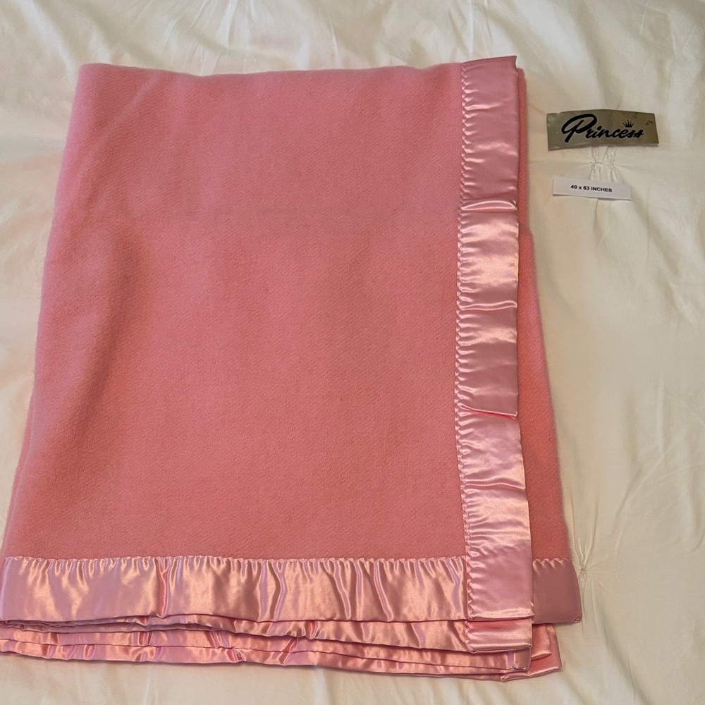 Wool Pink Satin Trim Blanket